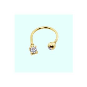 Sembol Gold 14 Ayar Tektaş Altın Yarım Halka Kulak Piercing