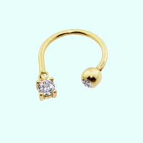 Sembol Gold 14 Ayar Tektaş Altın Yarım Halka Kulak Piercing