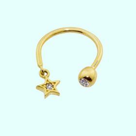 Sembol Gold 14 Ayar Yıldız Altın Yarım Halka Kulak Piercing