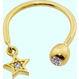 Sembol Gold 14 Ayar Yıldız Altın Yarım Halka Kulak Piercing