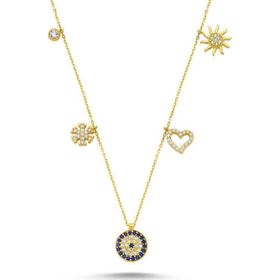 Sembol Gold 14 Ayar Zirconia Altın Şans Kolyesi
