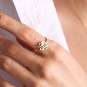 Sembol Gold 14K Altın Yonca Yüzük