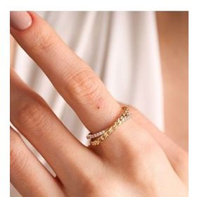 Sembol Gold 14K Çift Sıra Altın Gurmet Yüzük