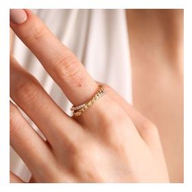 Sembol Gold 14K Çift Sıra Altın Gurmet Yüzük