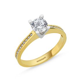 Sembol Gold 8 Ayar Zirconia Altın Tektaş Yüzük