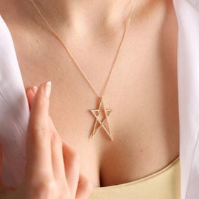 Sembol Gold 8 Ayar Zirconia Altın Yıldız Kolye