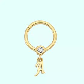 Sembol Gold -A- Harf 14 Ayar Altın Halka Piercing