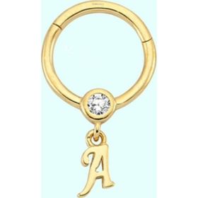 Sembol Gold -A- Harf 14 Ayar Altın Halka Piercing