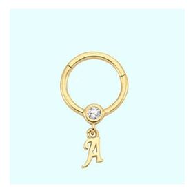 Sembol Gold -A- Harf 14 Ayar Altın Halka Piercing