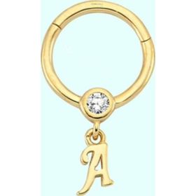 Sembol Gold -A- Harf 14 Ayar Altın Halka Piercing