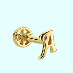 Sembol Gold -A- Harf 14 Ayar Tragus Altın Piercing