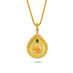 Sembol Gold Altın Damla Tasarım Burgu Halat Zincirli Tuğralı Kolye