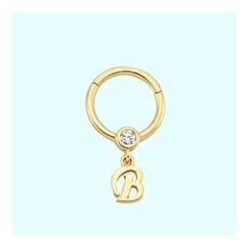 Sembol Gold -B- Harf 14 Ayar Altın Halka Piercing