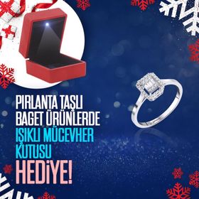 Sembol Gold Baget G VS SI Renk 14K Beyaz Altın 20 0.20 Karat Tektaş Pırlanta Yüzük