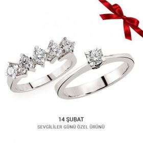 Sembol Gold Baget G VS SI Renk 14K Beyaz Altın 20 0.20 Karat Tektaş Pırlanta Yüzük