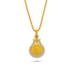 Sembol Gold Burgu Halat Zincirli Lale Tuğralı Altın Kolye