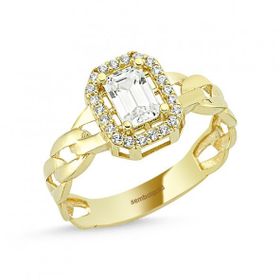 Sembol Gold Burgu Tasarım 0,60 Karat Baget Altın Yüzük