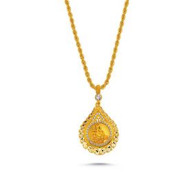 Sembol Gold Burgu Zincirli Pullu Lazer Tuğralı Altın Kolye