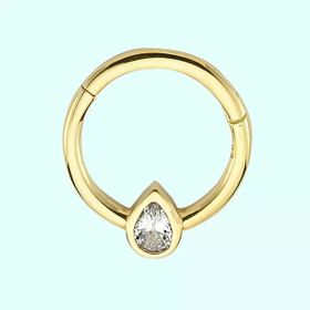 Sembol Gold Damla Tektaş 14 Ayar Altın Halka Piercing