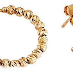 Sembol Gold Dorikalı 14K Gold Üç Renk Altın Halka Küpe