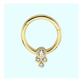 Sembol Gold Dört Taş Tohum 14 Ayar Altın Halka Piercing