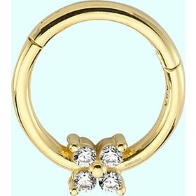 Sembol Gold Dört Taş Tohum 14 Ayar Altın Halka Piercing