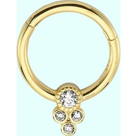 Sembol Gold Dört Taş Tohum 14 Ayar Altın Halka Piercing