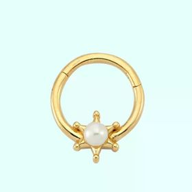 Sembol Gold İnci 14 Ayar Kartanesi Altın Halka Piercing