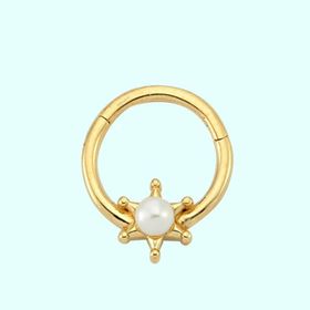 Sembol Gold İnci 14 Ayar Kartanesi Altın Halka Piercing