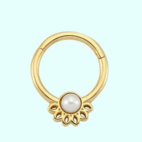 Sembol Gold İnci Form 14 Ayar Altın Halka Piercing
