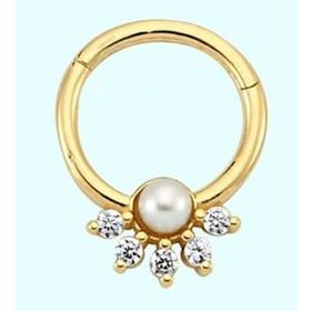 Sembol Gold İnci Form 14 Ayar Altın Halka Piercing