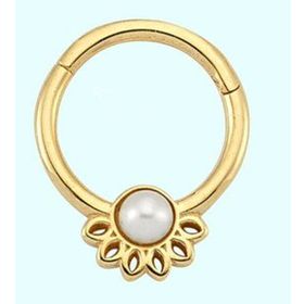 Sembol Gold İnci Form 14 Ayar Altın Halka Piercing