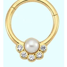 Sembol Gold İnci Form 14 Ayar Altın Halka Piercing