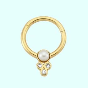 Sembol Gold İnci Form 14 Ayar Altın Halka Piercing