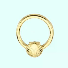 Sembol Gold İstiridye 14 Ayar Altın Halka Piercing