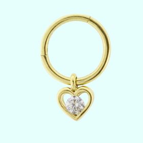 Sembol Gold Kalp 14 Ayar Altın Halka Piercing