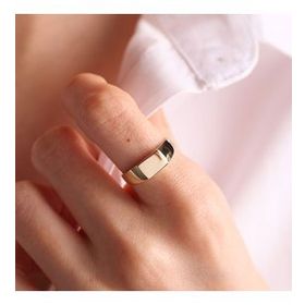 Sembol Gold (Kişiselleştir) Dikdörtgen 0,6 cm 14K Altın Şövalye Yüzük