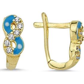 Sembol Gold Mavi Mineli Sonsuzluk Altın Çocuk Küpesi