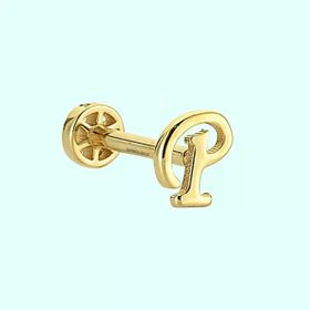 Sembol Gold -P- Harf 14 Ayar Tragus Altın Piercing