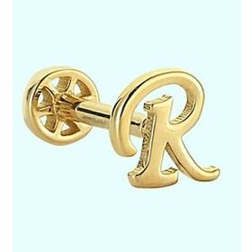 Sembol Gold -R- Harf 14 Ayar Tragus Altın Piercing