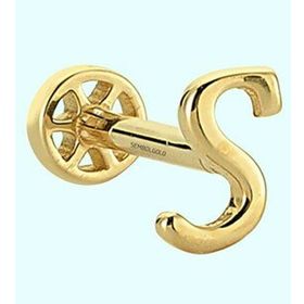 Sembol Gold -S- Harf 14 Ayar Tragus Altın Piercing