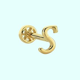 Sembol Gold -S- Harf 14 Ayar Tragus Altın Piercing