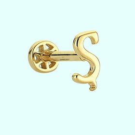Sembol Gold -S- Harf 14 Ayar Tragus Altın Piercing