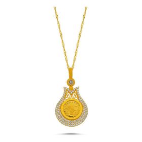 Sembol Gold Singapur Zincirli Lale Tasarım Tuğralı Altın Kolye