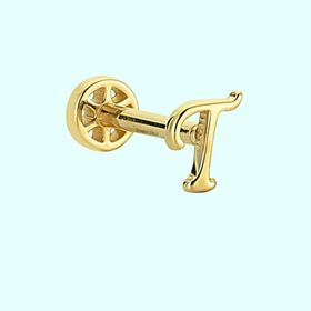 Sembol Gold -T- Harf 14 Ayar Tragus Altın Piercing