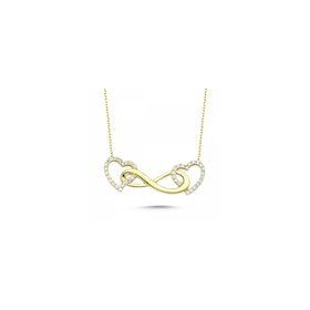 Sembol Gold T1828 Altın 2 Kalp Arası Sonsuzluk Kolyesi