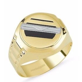 Sembol Gold T7408 Siyah Mineli Altın Erkek Yüzük