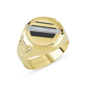 Sembol Gold T7408 Siyah Mineli Altın Erkek Yüzük