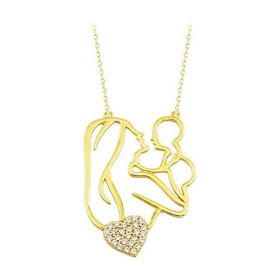 Sembol Gold T8459 Anne Bebek Kalpli 14K Altın Kolye