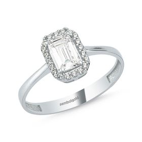 Sembol Gold T8683 0.60 Karat Baget Beyaz Altın Tektaş Yüzük